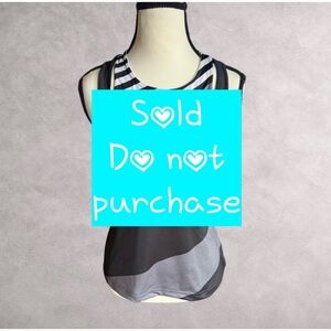 adidas Women's‎ Black and Gray Striped Tank Top
